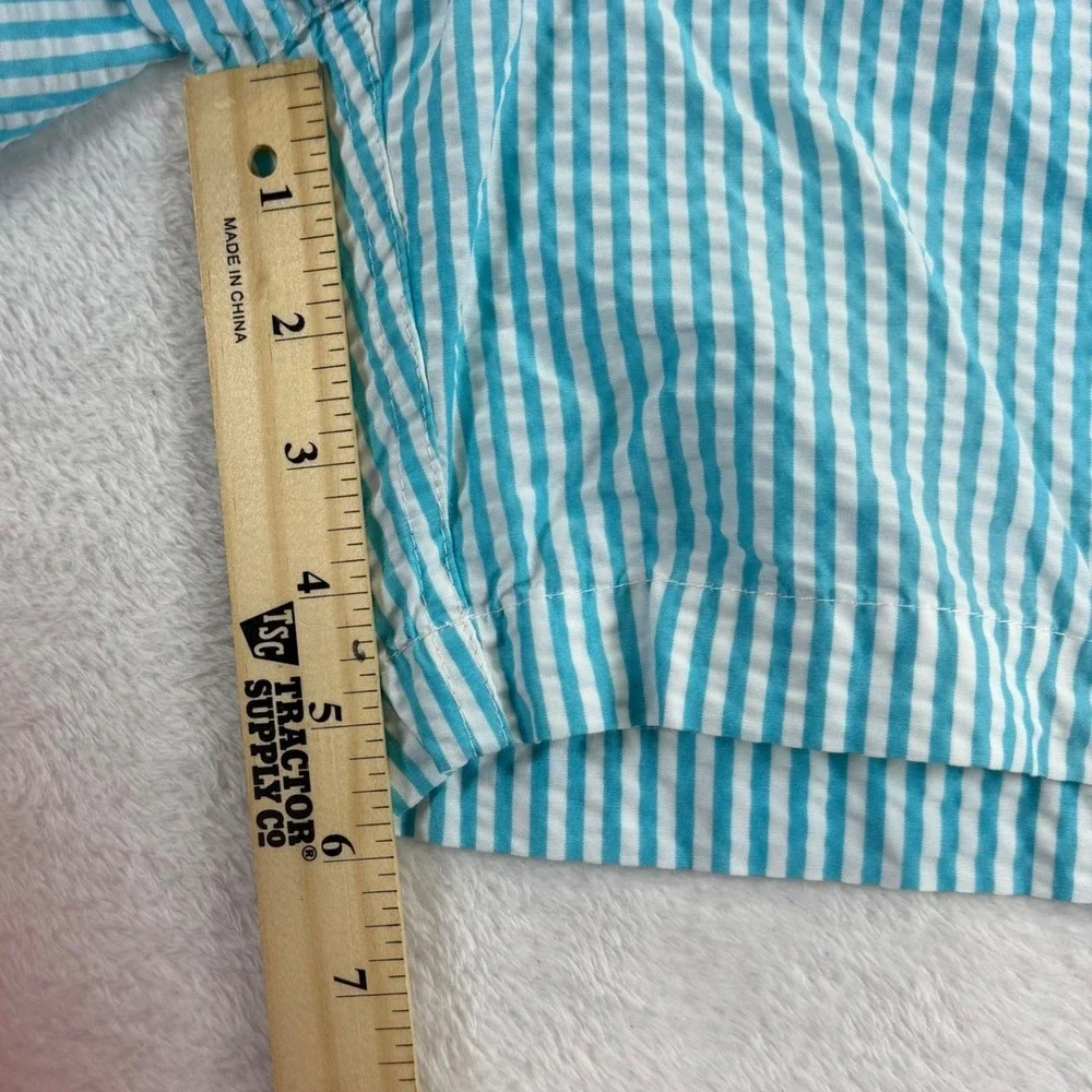 Brooks Brothers 346 Mens XXL Blue White Seersucker Striped Swim Trunks Shorts